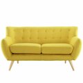 Primewir Remark Loveseat in Tufted Sunny Fabric with Natural Finish Wood Legs EEI-1632-SUN